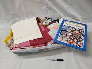 lot 180 image: Quilt Fabric Scraps Bundle - Includes Perfect Piecing Pattern Book