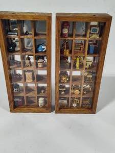 lot 13 image: Two Display Cases Filled with Miniatures