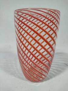 lot 36 image: Red Swirl Glass Art Vase