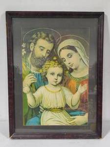 lot 88 image: The Holy Family Antique Framed Art