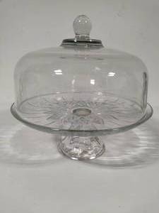 lot 97 image: Anchor Hocking 2pc Footed Cake Stand