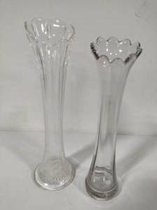 lot 99 image: Tall Clear Swung Glass Vases