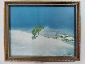 lot 73 image: Lone Wolf Antique Framed Art