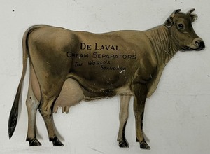 lot 2 image: De Laval Cream Separator Tin Die Cow Advertising Cutout