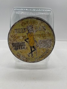 lot 9 image: Original Vintage 1940 Leap Year Planters Peanuts Embossed Glass Display Jar W Tin Lid