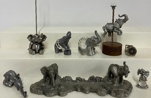 lot 26 image: Pewter and Pewter and Crystal Elephant Miniatures Lot