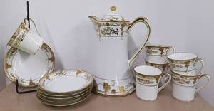 lot 31 image: Nippon Japan Hot Chocolate Pot and Six Cups and Saucers