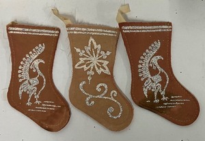 lot 45 image: Antique miniature felt Christmas Stockings with Glitter