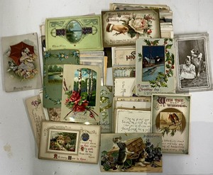 lot 57 image: Lot of Vintage Postcards Victorian Era Kittens Dogs Holiday ETC