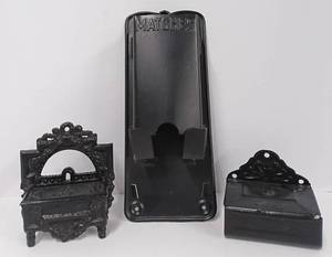 lot 88 image: Lot of 3 VintageAntique Match Holders