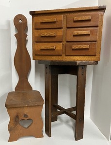 lot 102 image: Small Wood Furniture Lot of 3