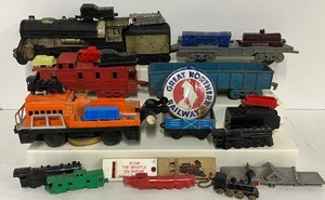 lot 192 image: Toy Train Lot Train Whistles Miniatures Auburn Rubber Train