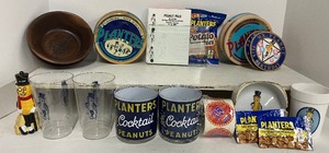 lot 195 image: Planters Peanut Mr. Peanut Lot Promo Items Lowball Glasses Ashtray