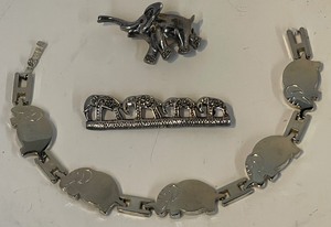 lot 212 image: Sterling Silver Bracelet and Two Small Sterling Pins