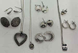 lot 215 image: Sterling Necklace and Marcasite and Sterling Earrings and Necklace