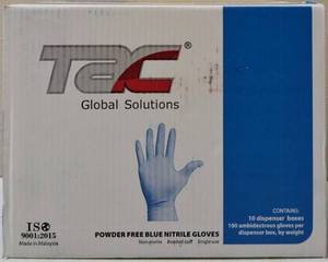 GLOBAL SOLUTIONS | TAC BRAND- POWDER Free Blue Gloves (10 Boxes)– SIZE L