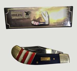 NRA Pocket Knife - Saddlehorn Trapper, Custom Red, White & Blue, 3.5" when closed.