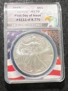 2025 AMERICAN SILVER EAGLE ANACS MS70