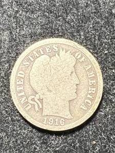 lot 06 image: 1916 US BARBER DIME