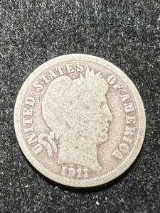 lot 28 image: 1911 US BARBER DIME
