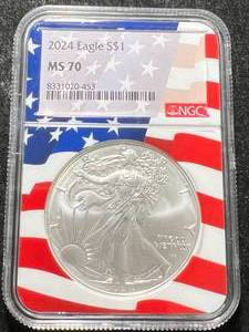lot 38 image: 2024 AMERICAN SILVER EAGLE NGC MS70