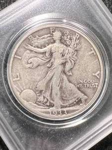 lot 62 image: 1933-S US WALKING LIBERTY HALF DOLLAR IN CASE