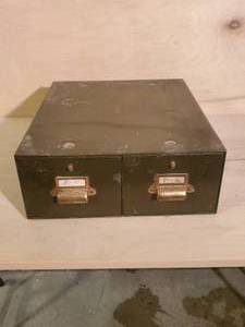Vintage Metal Card Filing Cabinet