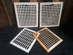 lot 16 image: 3 Antique Metal Floor Grate Vents from old Farm House