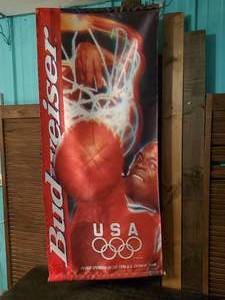 lot 43 image: Large vintage 1996 Budweiser Summer Olympic Banner  Basketball