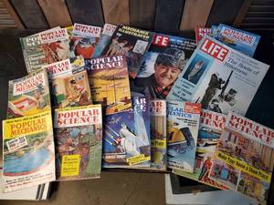lot 47 image: Large Lot of Vintage Popular Mechanics and Popular Science Magazines - Boats Cars and Snowmobiles