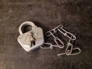 lot 58 image: Vintage Keline Railroad Padlock with Brass Key