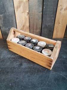 lot 67 image: Very cool Folk Art Box filled with little Jars