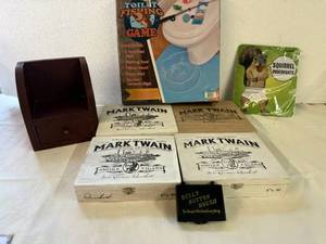 lot 31 image: SSS. White Elephant gifts, Wooden Cigar Boxes etc.