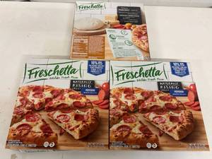 lot 212 image: B. 3x Freschetta Rising Crust Pepperoni Pizza