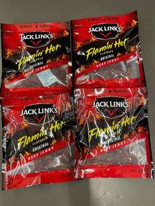 lot 246 image: KS 3 - Jack Links Flamin Hot Beef Jerky - 2.65 oz Bags - 4 Pack