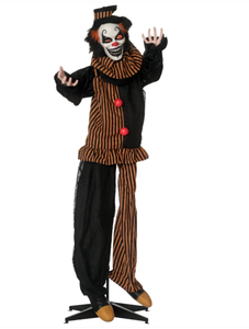 lot 300 image: Outsunny 67 Life Size Outdoor Halloween Decorations Talking Circus Clown, Animatronic Animated Prop, Decor with Sound and Motion Activated Light Up Eyes, Laughter