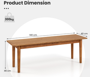 lot 302 image: Costway 2 Seater Solid Wood Dining Bench