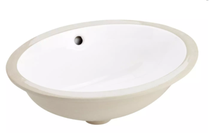 lot 309 image: Signature Hardware 18 Oval Porcelain Undermount Sink, White SH129029WH
