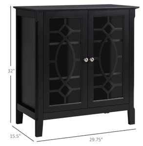 lot 320 image: HOMCOM Sideboard Buffet Cabinet, Kitchen Storage Cabinet, Double Glass Door Accent Cabinet with Adjustable Shelves, Espresso