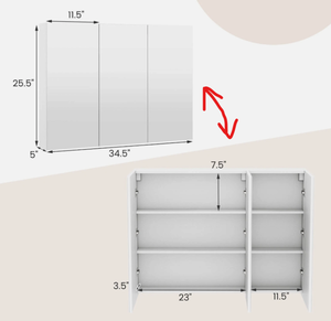 lot 322 image: Costway 36 Wide Wall Mount Mirrored Bathroom Medicine Cabinet Organizer Mirror (Maybe Missing Hardware)
