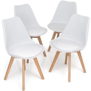 lot 327 image: Costway Set of 3 Dining Chairs Mid-Century Modern Shell -White