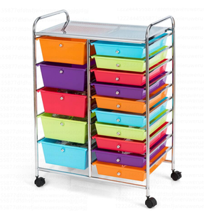 lot 400 image: Costway - 15 Drawer Rolling Storage Cart Scrapbook Paper Office School Organizer - Multicolor (Minor Transit Damage)