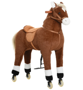 lot 402 image: Qaba Kids Ride-on Walking Horse with Easy Rolling Wheels, Soft Huggable Body, & a Large Size for Kids 5-16 Years
