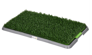 lot 408 image: PawHut 2 Pack Artificial Dog Grass Pad with Tray for Potty Training Dogs, 26 x 16 (Minor Transit Damage, See Photos)