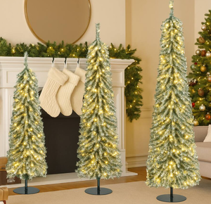 lot 416 image: BreeBe - 456FT Christmas Tree Trio � Artificial with Lifelike Snow Accumulation - Green