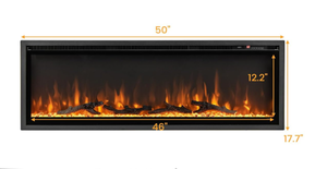 lot 19 image: Tangkula 50 Inches Electric Fireplace Inserts, Recessed, Wall Mounted and Freestanding 1500W Slim Fireplace Heater with Remote Control, Adjustable Flame Color & Brightness (50 Inches)
