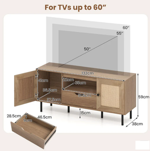 lot 26 image: Boho TV Stand for 60 Inch TV Entertainment Center with Cabinets