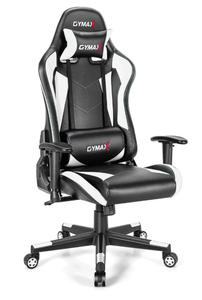 lot 37 image: Gymax Gaming Chair Adjustable Swivel Racing Style Computer Office Chair White & Black (PICTURE IS JUST FOR REFERENCE, SEE PHOTOS FOR ACTUAL COLOR, Maybe Missing Hardware)