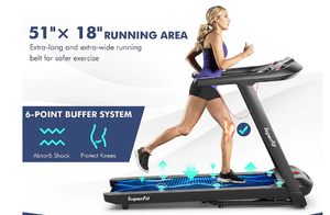 lot 41 image: Costway - 4.75HP Folding Treadmill wPreset Programs Touch Screen VoiceAPPRemote Control - Black