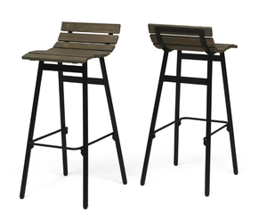 lot 72 image: Noble House Jordyn 35 Wooden Barstool, Set of 2, Gray and Black Finish (Used, Attempted To Assemble)